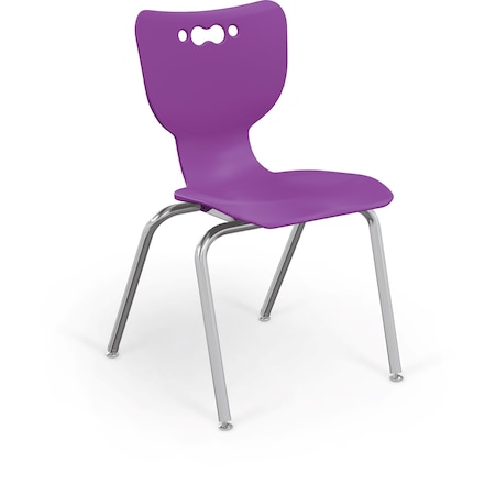 Mooreco Hierarchy School Chair, 4 Leg, 18" Chrome Frame, Purple Armless Shell, PK5 53318-5-PURPLE-NA-CH